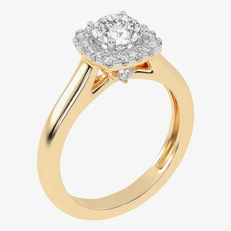1 CT. T.W. Lab-Grown (G-H / SI1-SI2) Diamond Cushion Halo Engagement Ring in 10K Gold