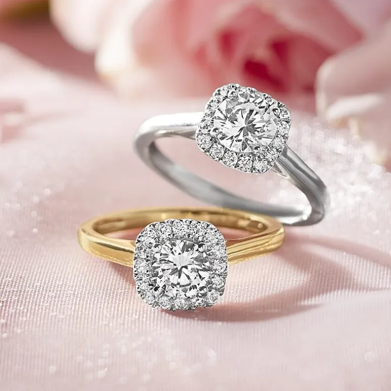 1 CT. T.W. Lab-Grown (G-H / SI1-SI2) Diamond Cushion Halo Engagement Ring in 10K Gold