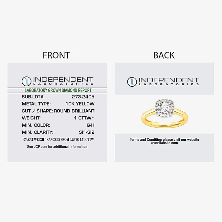 1 CT. T.W. Lab-Grown (G-H / SI1-SI2) Diamond Cushion Halo Engagement Ring in 10K Gold
