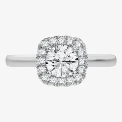 1 CT. T.W. Lab-Grown (G-H / SI1-SI2) Diamond Cushion Halo Engagement Ring in 10K Gold