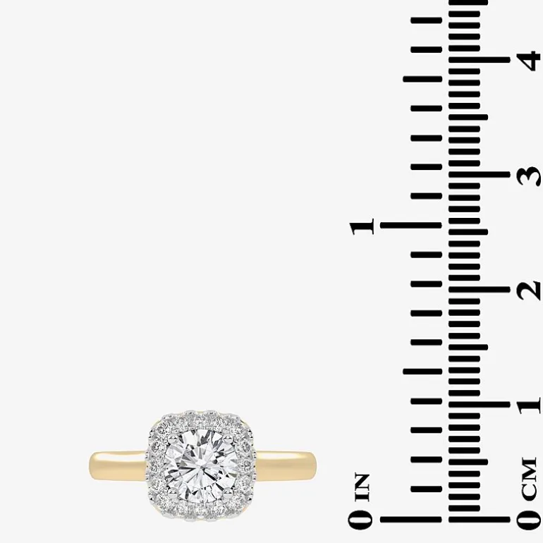 1 CT. T.W. Lab-Grown (G-H / SI1-SI2) Diamond Cushion Halo Engagement Ring in 10K Gold