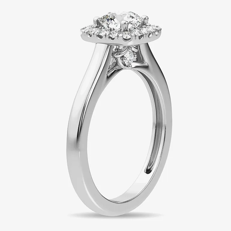 1 CT. T.W. Lab-Grown (G-H / SI1-SI2) Diamond Cushion Halo Engagement Ring in 10K Gold