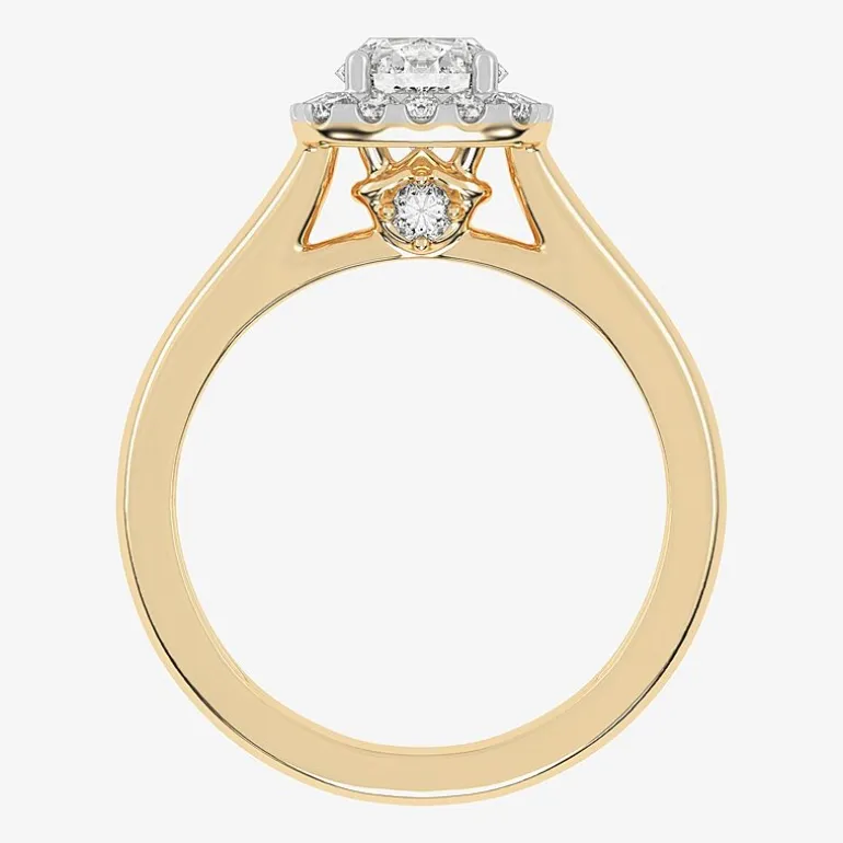 1 CT. T.W. Lab-Grown (G-H / SI1-SI2) Diamond Cushion Halo Engagement Ring in 10K Gold