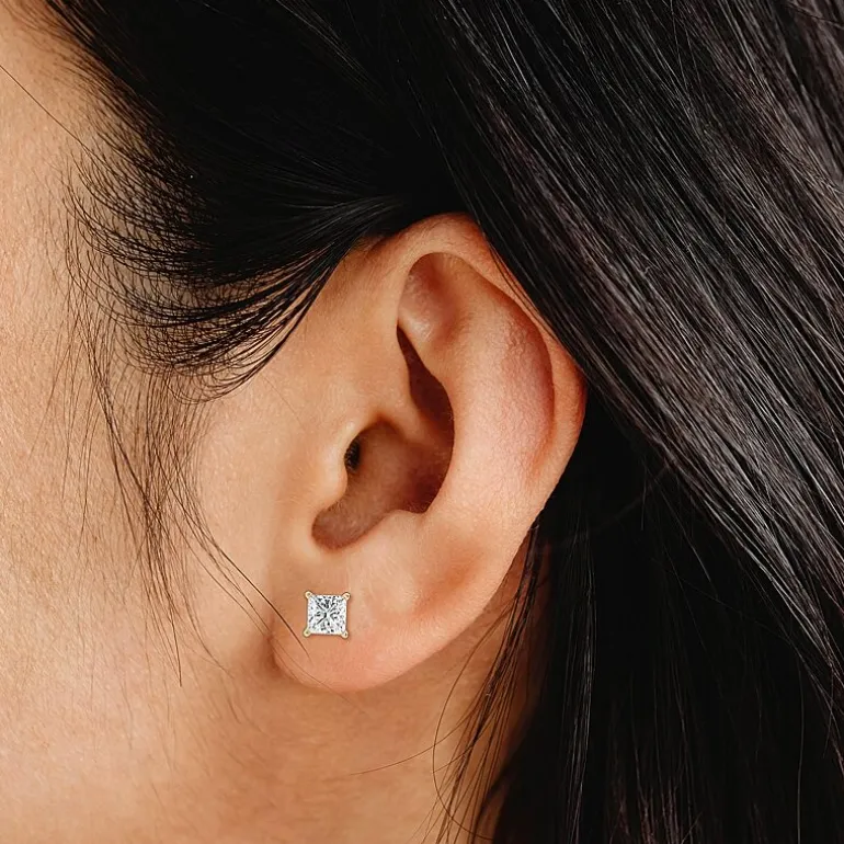 1 3/8 CT. T.W. Lab-Grown (G / Si1-Si2) Diamond Princess-cut Stud Earrings in 10K or 14K Gold
