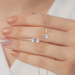 3 CT. T.W. Lab Grown White Diamond 14K Gold Round Jewelry Set