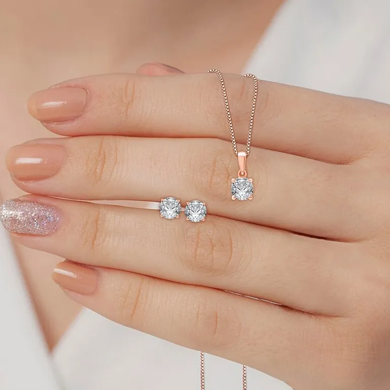 3 CT. T.W. Lab Grown White Diamond 14K Gold Round Jewelry Set