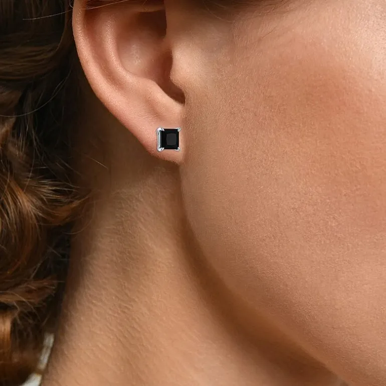 2 CT. T.W. Natural Black Diamond 10K Gold 5mm Stud Earrings