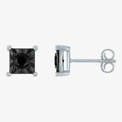 1/2 CT. T.W. Natural Black Diamond Sterling Silver 8.5mm Stud Earrings