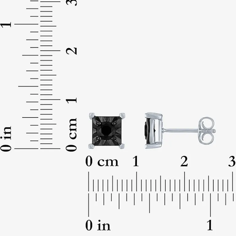 1/2 CT. T.W. Natural Black Diamond Sterling Silver 8.5mm Stud Earrings