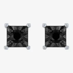 1/2 CT. T.W. Natural Black Diamond Sterling Silver 8.5mm Stud Earrings