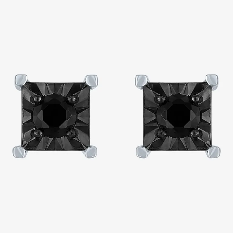 1/2 CT. T.W. Natural Black Diamond Sterling Silver 8.5mm Stud Earrings