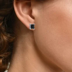 1/2 CT. T.W. Natural Black Diamond Sterling Silver 8.5mm Stud Earrings