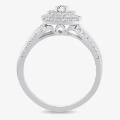 1/2 CT.T.W. Natural Diamond Cushion Shape Side Stone Halo Engagement Ring in 10K or 14K White Gold