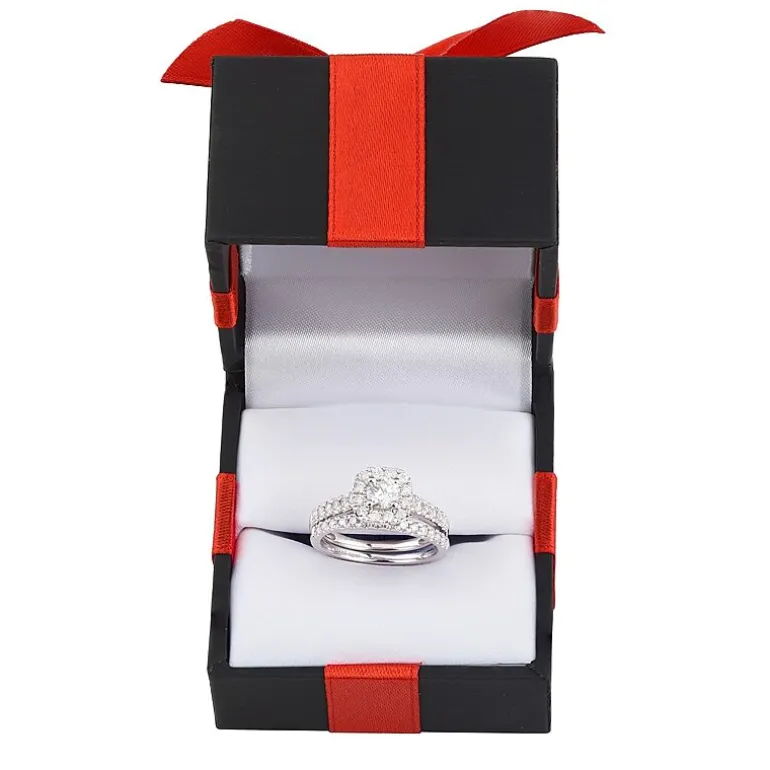 1 CT.T.W. Natural Diamond Cushion Halo Bridal Set in 10K or 14K Gold