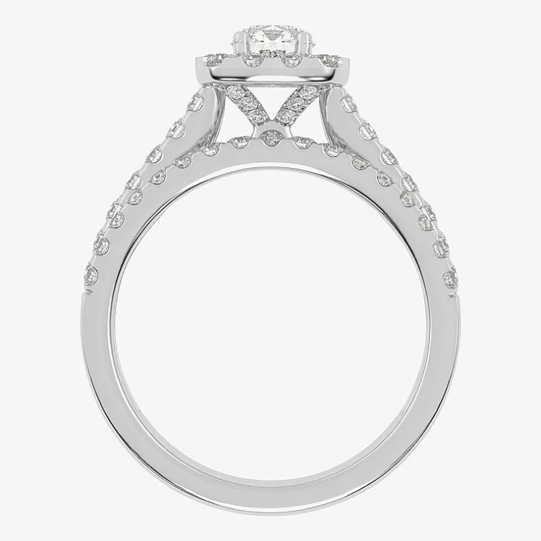1 CT.T.W. Natural Diamond Cushion Halo Bridal Set in 10K or 14K Gold