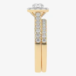 1 CT.T.W. Natural Diamond Cushion Halo Bridal Set in 10K or 14K Gold