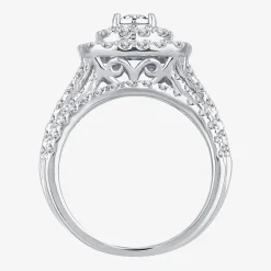 2 CT.T.W. Natural Diamond Cushion Shape Side Stone Halo Bridal Set in 10K or 14K White Gold