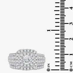 2 CT.T.W. Natural Diamond Cushion Shape Side Stone Halo Bridal Set in 10K or 14K White Gold