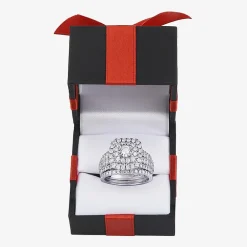 2 CT.T.W. Natural Diamond Cushion Shape Side Stone Halo Bridal Set in 10K or 14K White Gold