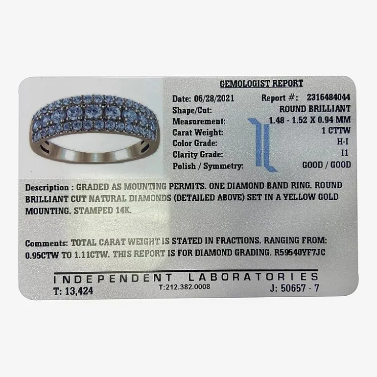 1 CT.T.W. Natural Diamond 14K Gold Anniversary Band