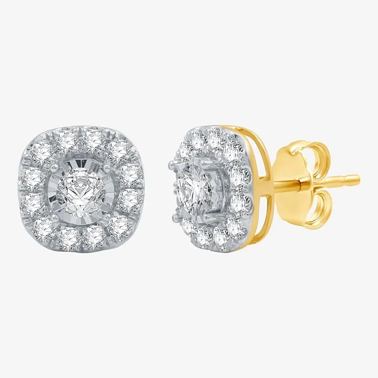1 CT.T.W. Natural Diamond 10K Gold 9.7mm Stud Earrings