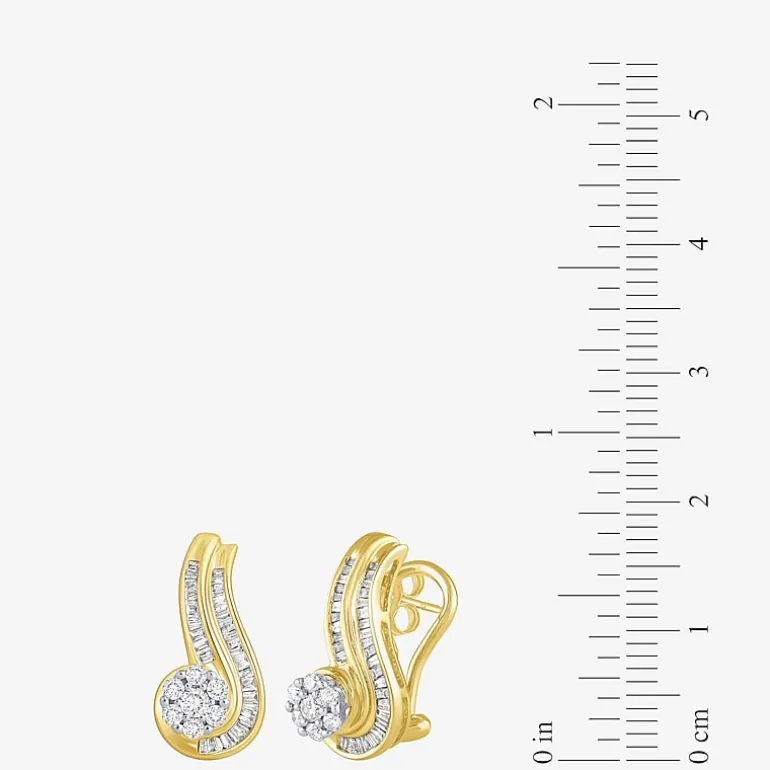 3/4 CT.T.W. Natural Diamond 10K Gold Swirl Earrings