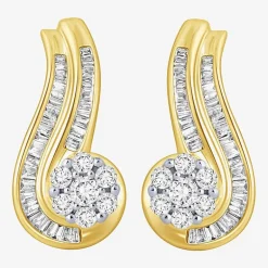 3/4 CT.T.W. Natural Diamond 10K Gold Swirl Earrings