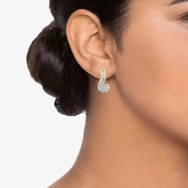 3/4 CT.T.W. Natural Diamond 10K Gold Swirl Earrings