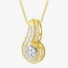 3/4 CT.T.W. Natural Diamond 10K Gold Swirl Pendant Necklace