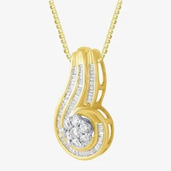 3/4 CT.T.W. Natural Diamond 10K Gold Swirl Pendant Necklace