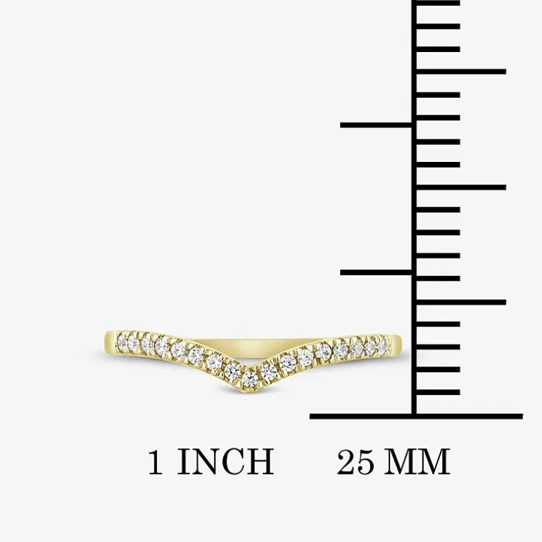 1/10 CT.T.W. Natural Diamond 10K or 14K Gold Chevron Wedding Band