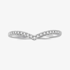 1/10 CT.T.W. Natural Diamond 10K or 14K Gold Chevron Wedding Band