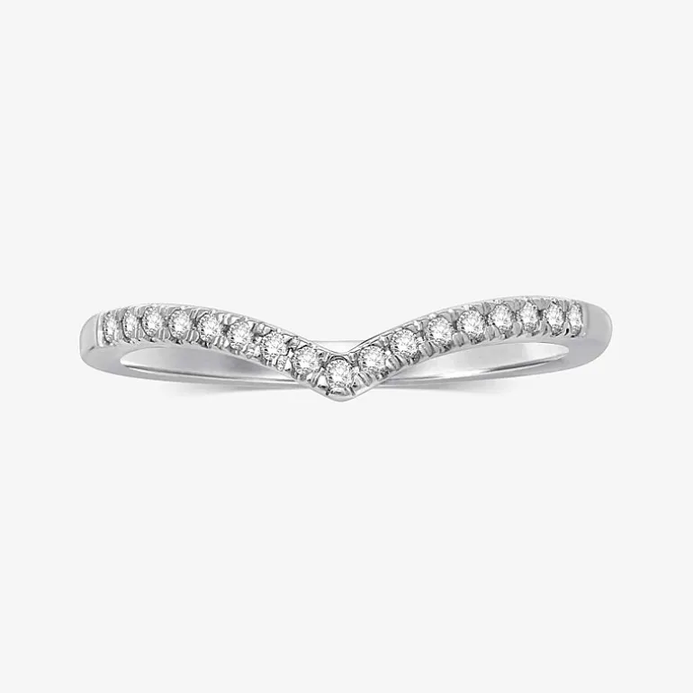 1/10 CT.T.W. Natural Diamond 10K or 14K Gold Chevron Wedding Band