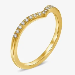 1/10 CT.T.W. Natural Diamond 10K or 14K Gold Chevron Wedding Band