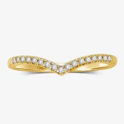 1/10 CT.T.W. Natural Diamond 10K or 14K Gold Chevron Wedding Band