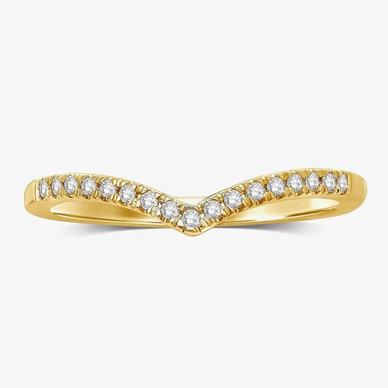 1/10 CT.T.W. Natural Diamond 10K or 14K Gold Chevron Wedding Band