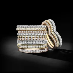 1/10 CT.T.W. Natural Diamond 10K or 14K Gold Chevron Wedding Band
