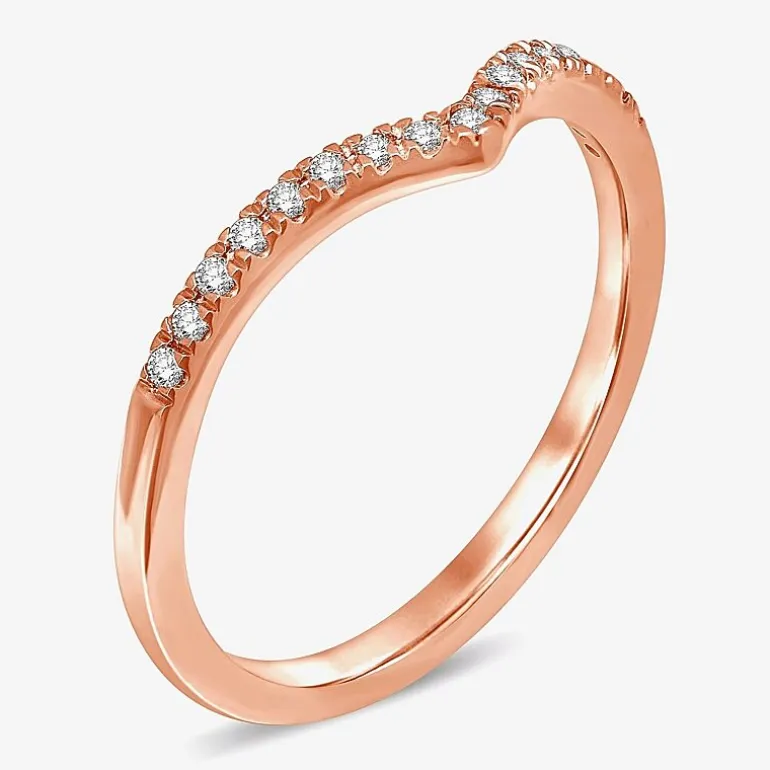 1/10 CT.T.W. Natural Diamond 10K or 14K Gold Chevron Wedding Band