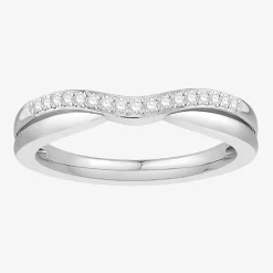 1/10 CT.T.W. Natural Diamond 10K or 14K Gold Curved Wedding Band