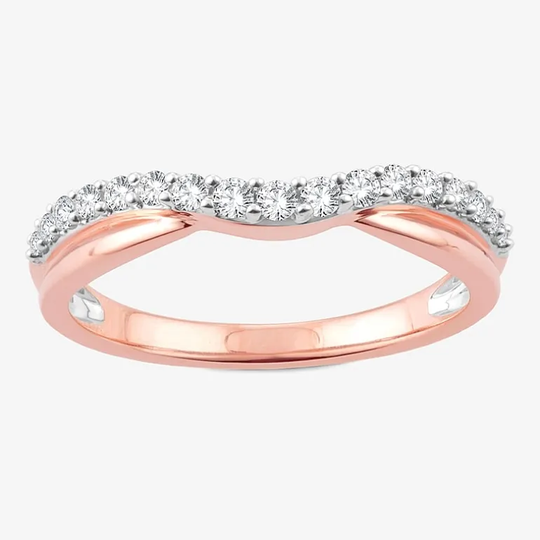 1/4 CT.T.W. Natural Diamond 10K or 14K Gold Curved Wedding Band