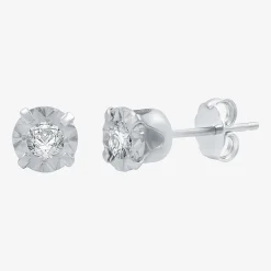 1/5 CT. T.W .Natural Diamond 10K White Gold Stud Earrings