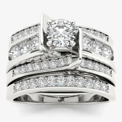 1 1/4 CT.T.W. Natural Diamond 14K White Gold Bridal Set