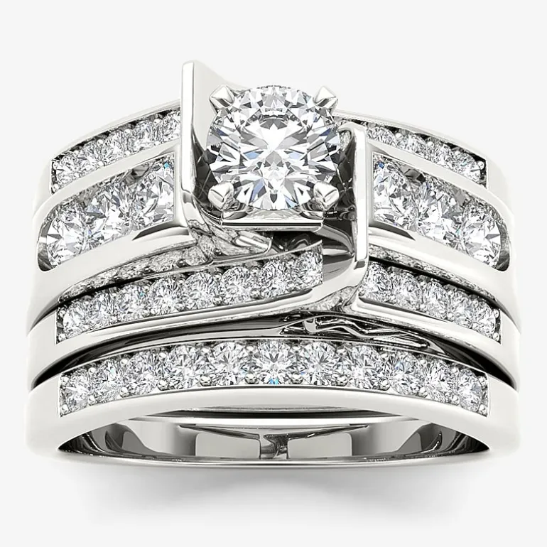 1 1/4 CT.T.W. Natural Diamond 14K White Gold Bridal Set