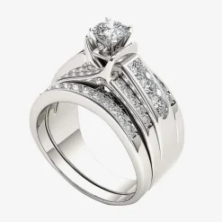 1 1/4 CT.T.W. Natural Diamond 14K White Gold Bridal Set