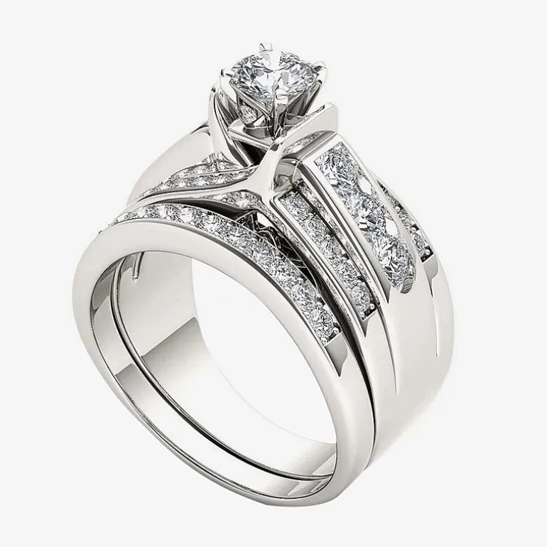 1 1/4 CT.T.W. Natural Diamond 14K White Gold Bridal Set