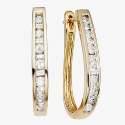 1/2 CT.T.W. Natural Diamond 10K Yellow Gold Hoop Earrings