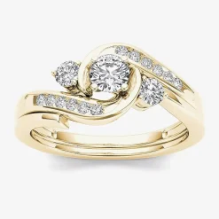 1/2 CT.T.W. Natural Diamond 10K Yellow Gold Bridal Ring Set