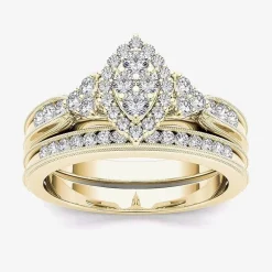 1/2 CT.T.W. Natural Diamond 10K Yellow Gold Bridal Ring Set