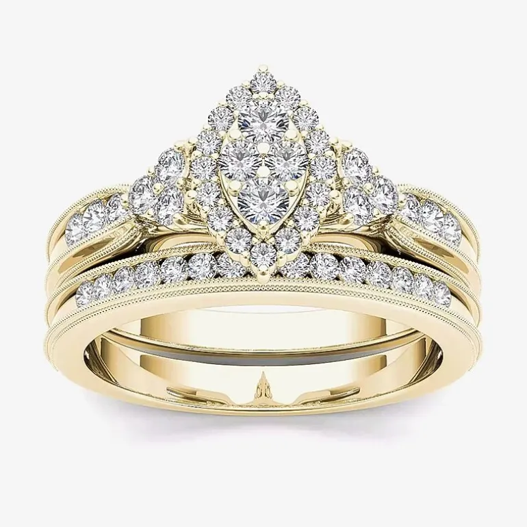 1/2 CT.T.W. Natural Diamond 10K Yellow Gold Bridal Ring Set