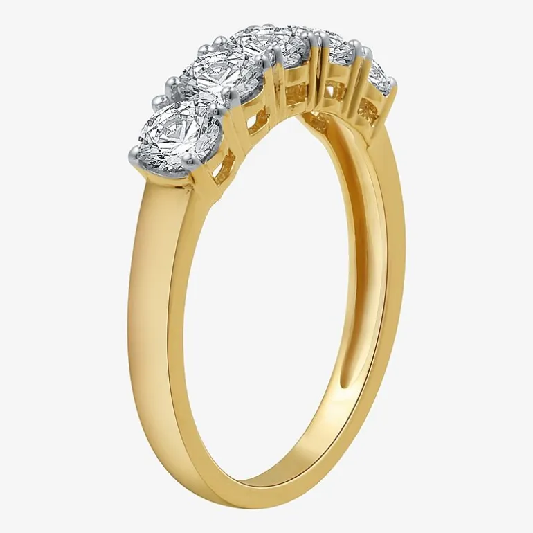1 CT.T.W. Natural Diamond 10K Yellow Gold 5-Stone Wedding Band